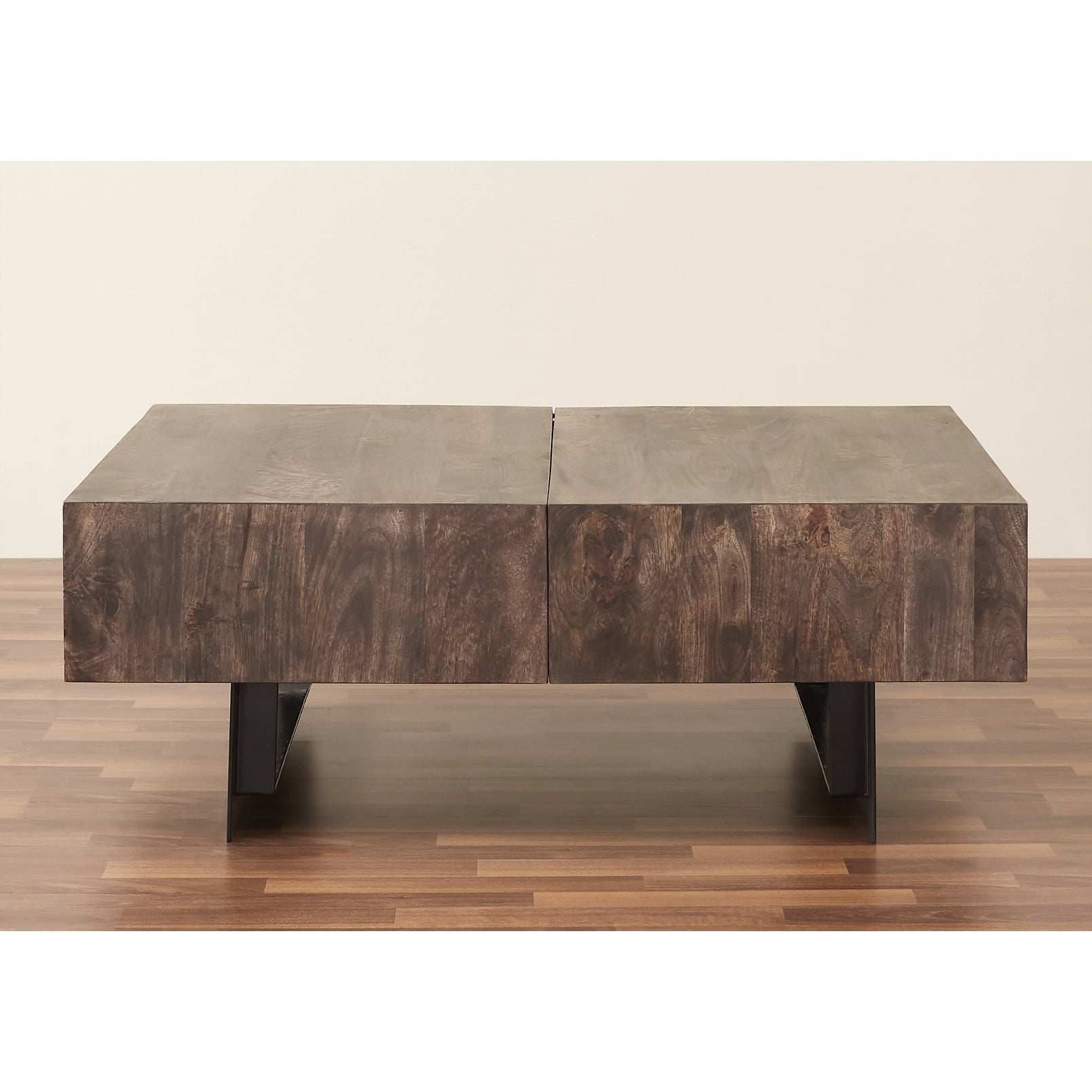 Glide Modern Extendable Coffee Table with Hidden Storage in Gray Olive
