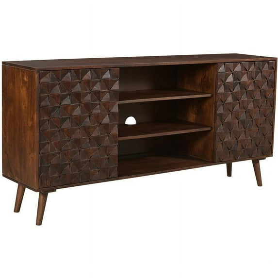 Mod-Arte Modern Wood Surface TV Unit with Storage for TVs up to 65" in Walnut