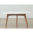 thumbnail image 1 of Mod-Arte Nero white authentic marble triangular coffee table with wood legs, 1 of 5