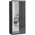 thumbnail image 1 of Mod-Arte Roma 2-Door Wood LED Freestanding Wardrobe Cabinet in Gloss Gray, 1 of 3