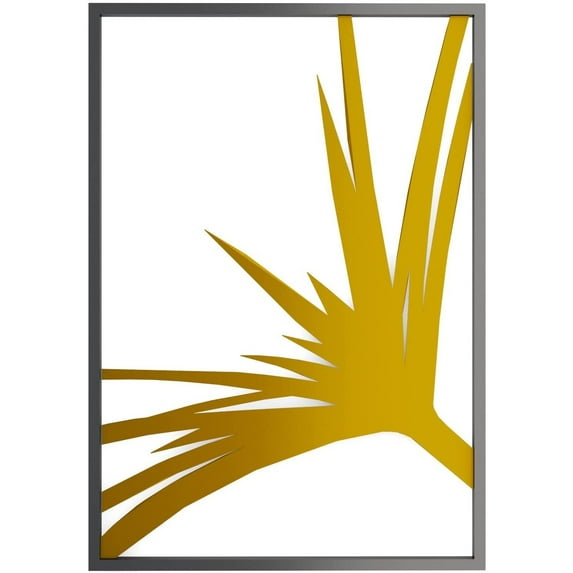 Mod Black and Gold Metal Fan Palm Leaf Wall Art