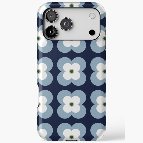 Mod Blossoms Navy French Blue Floral iPhone Case 17 11 12 13 14 15 16 Pro Max
