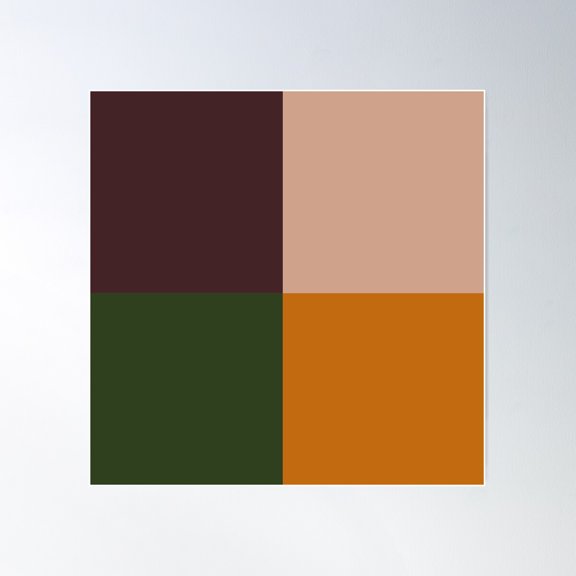 Mod Brown,Green And Cream,Orange Squares Poster Wall Art, Modern Wall Decor For Living Room Bedroom, 16x16 UNFRAMED