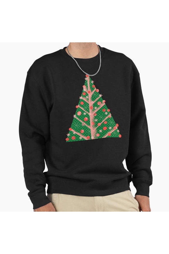 Mod Christmas Tree Modern 60s Style Retro Holiday Graphic Aesthetic Unisex Sweatshirt G13238, Up to Size 5XL