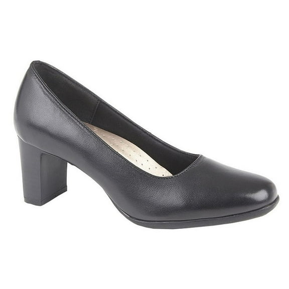 Mod Comfys Womens Block Heel Leather Court Shoes