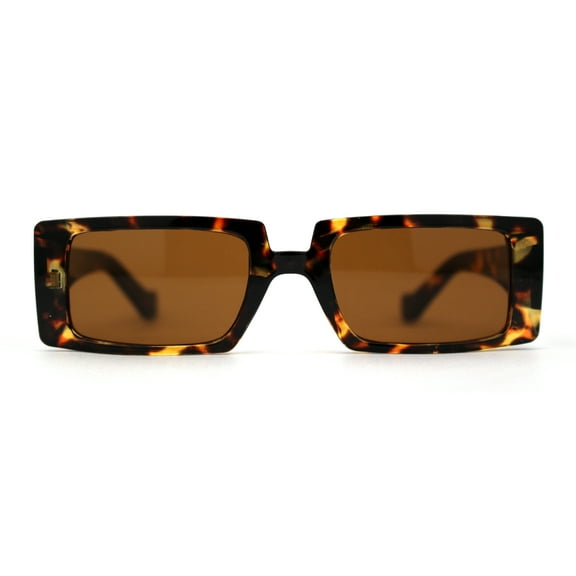 Mod Dad Shade Square Rectangle Plastic Retro Sunglasses Tortoise Brown