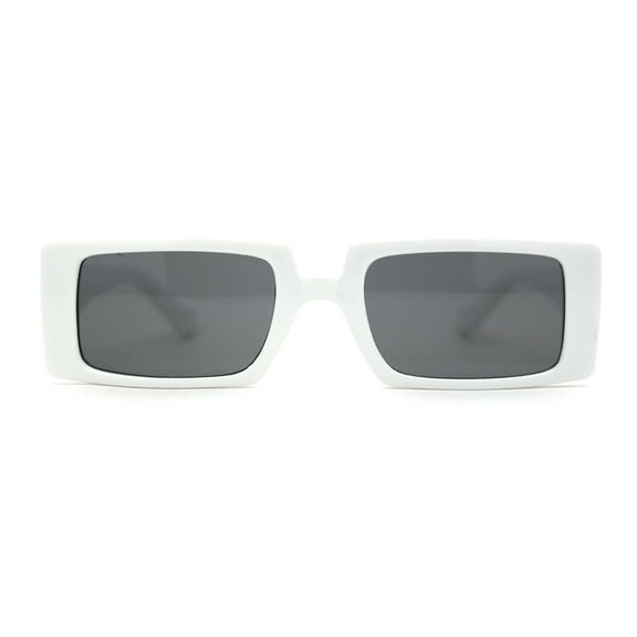 Mod Dad Shade Square Rectangle Plastic Retro Sunglasses White Black