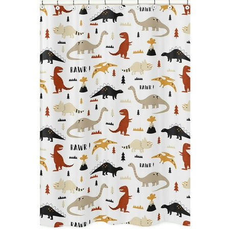 Mod Dinosaur Black and Orange Single Shower Curtain by Sweet Jojo Designs