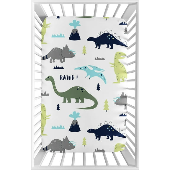 Mod Dinosaur Mini Fitted Crib Sheet by Sweet Jojo Designs