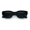 thumbnail image 1 of Mod Fashion Bevel Oval Rectangle Subtle Horn Rim Plastic Sunglasses All Black, 1 of 8