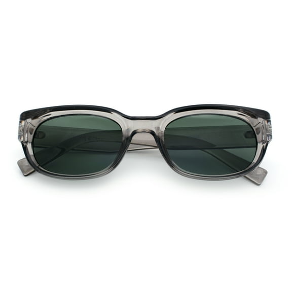 Mod Fashion Bevel Oval Rectangle Subtle Horn Rim Plastic Sunglasses Slate - Green