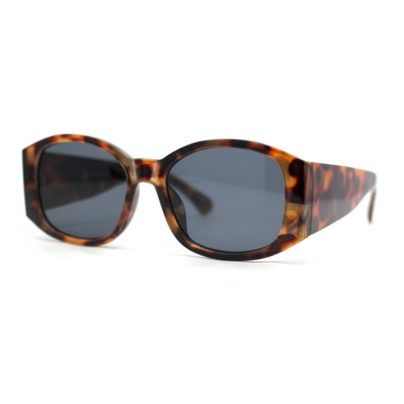 Mod Fashion Womens Thick Temple Plastic Rectangle Sunglasses Tortoise - Black
