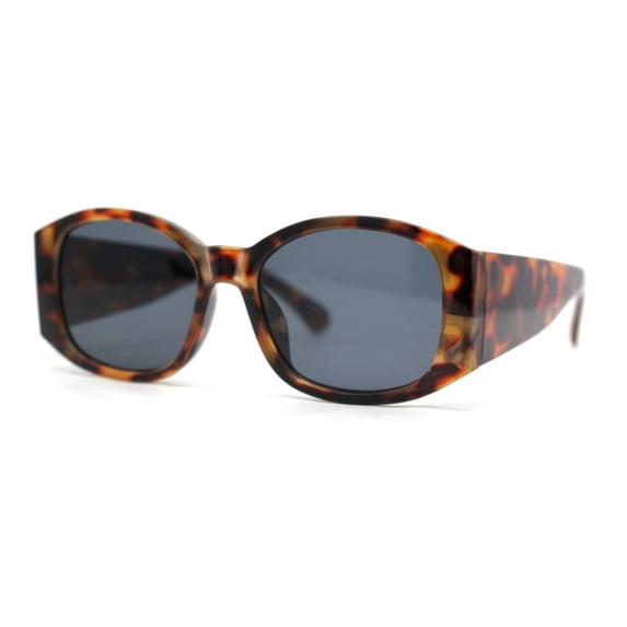 Mod Fashion Womens Thick Temple Plastic Rectangle Sunglasses Tortoise - Black