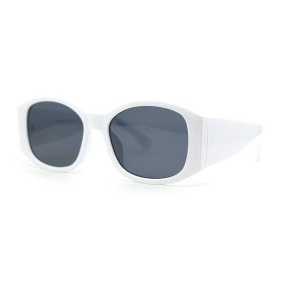 Mod Fashion Womens Thick Temple Plastic Rectangle Sunglasses White - Black