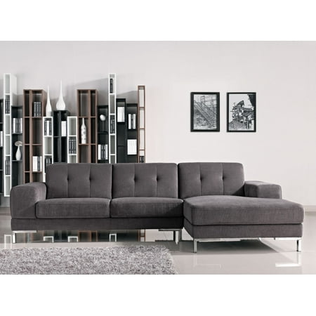 Mod Flare Dark Gray Fabric Right Facing Sectional Sofa