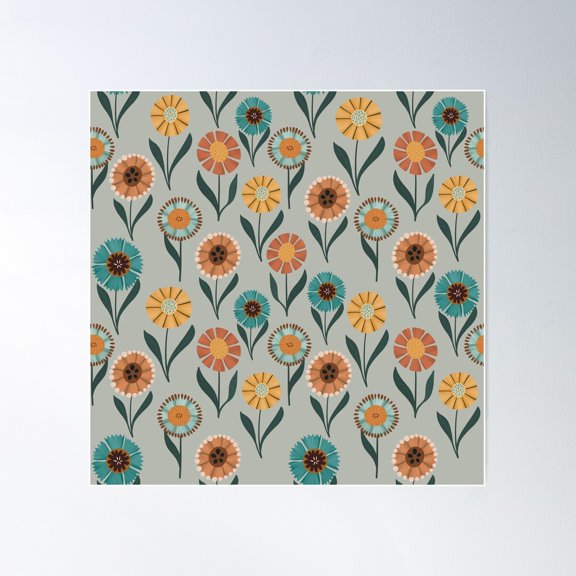 Mod Floral Garden - Green Poster Wall Art, Modern Wall Decor For Living Room Bedroom, 8x12 UNFRAMED