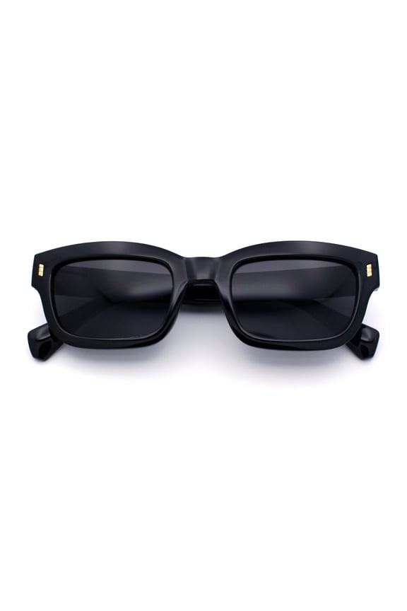 Mod Gentleman Style Hipster Narrow Thick Horn Rim Mod Sunglasses All Black