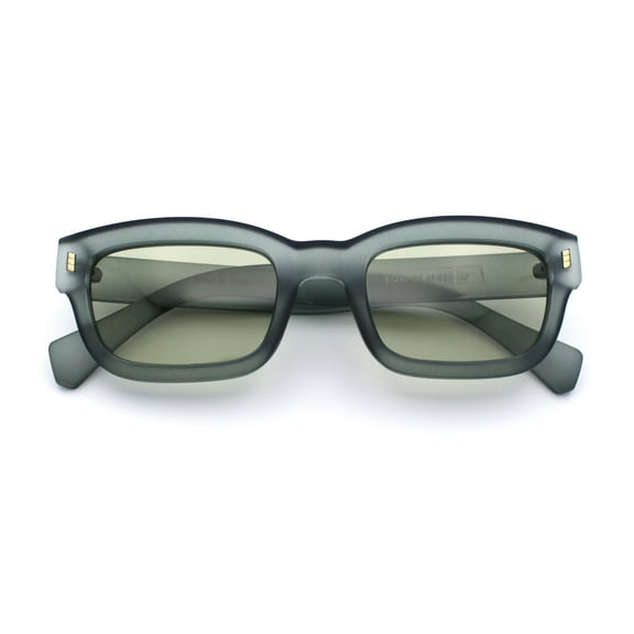 Mod Gentleman Style Hipster Narrow Thick Horn Rim Mod Sunglasses Green Slate - Green