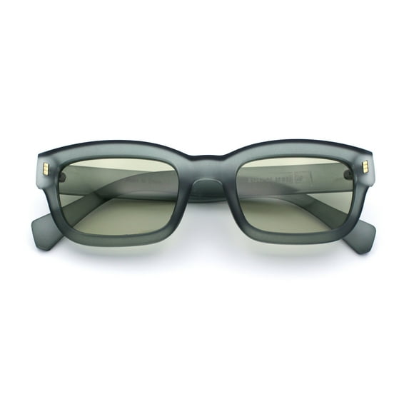 Mod Gentleman Style Hipster Narrow Thick Horn Rim Mod Sunglasses Green Slate - Green