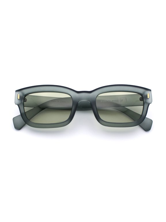 Mod Gentleman Style Hipster Narrow Thick Horn Rim Mod Sunglasses Green Slate - Green