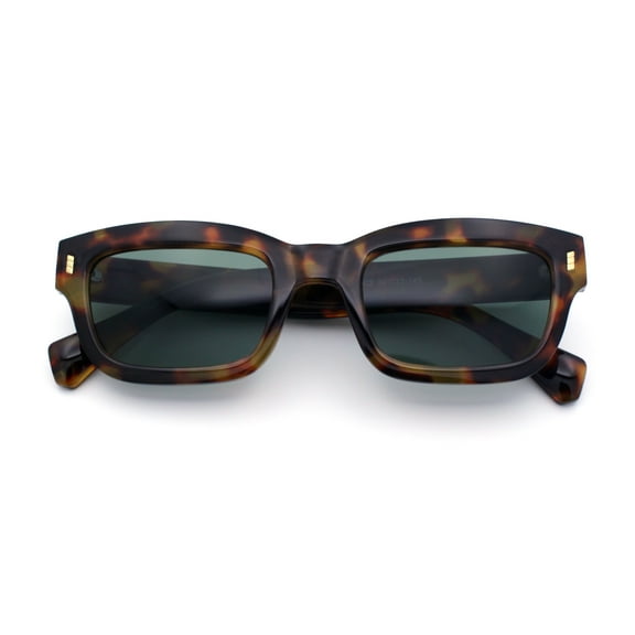 Mod Gentleman Style Hipster Narrow Thick Horn Rim Mod Sunglasses Tortoise - Green