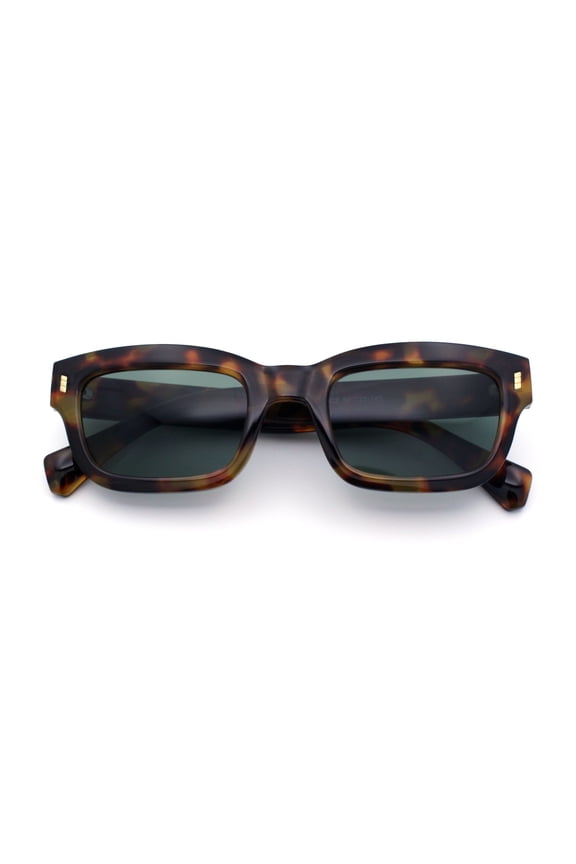 Mod Gentleman Style Hipster Narrow Thick Horn Rim Mod Sunglasses Tortoise - Green