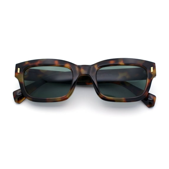Mod Gentleman Style Hipster Narrow Thick Horn Rim Mod Sunglasses Tortoise - Green