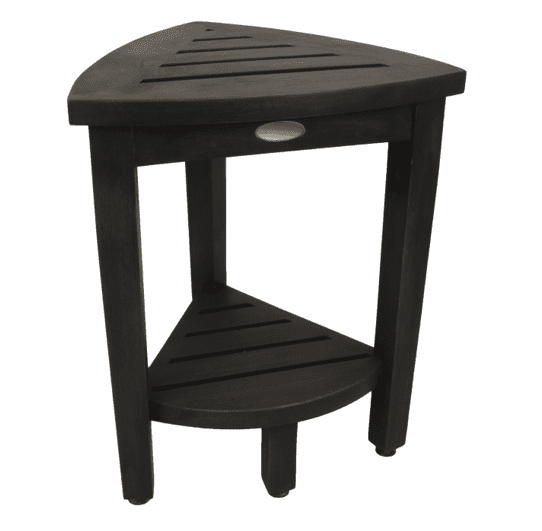 Mod Gray 18" Teak Curvilinear Corner Shower Bench with Shelf