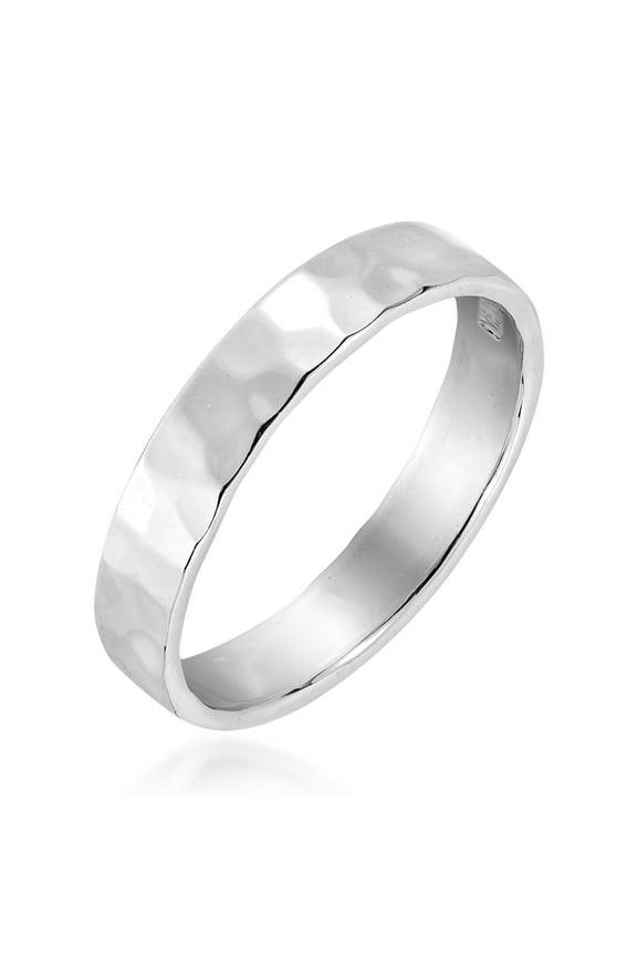 Mod Hammered Texture 4mm Band Sterling Silver Ring-7