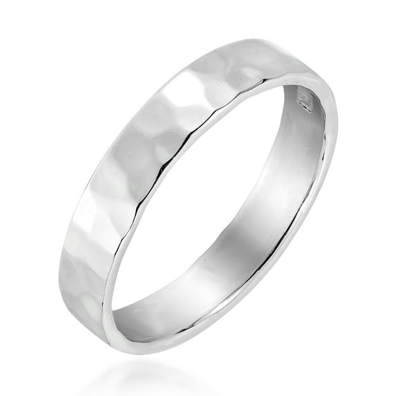 Mod Hammered Texture 4mm Band Sterling Silver Ring-8