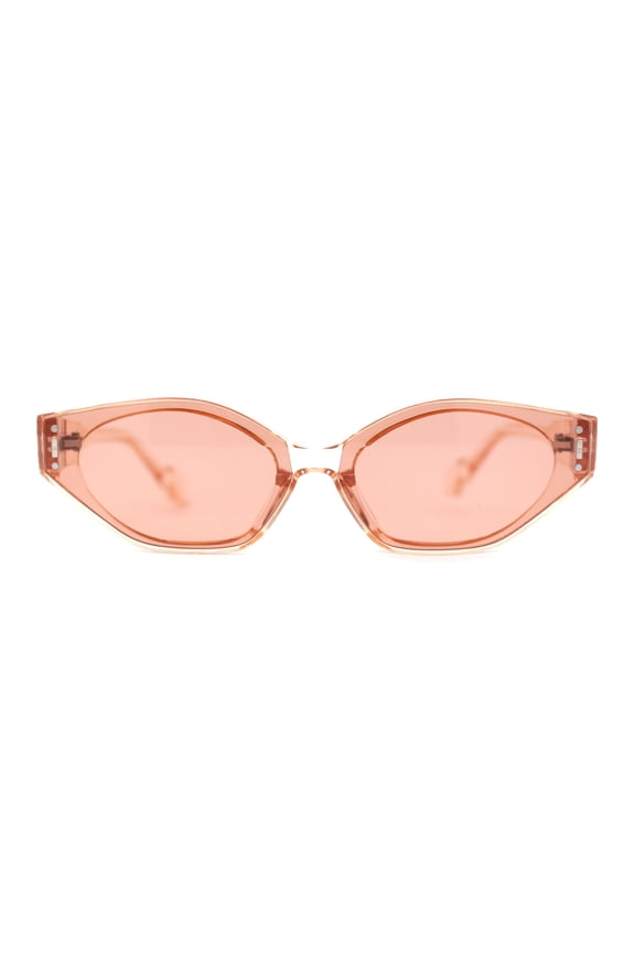 Mod Inset Lens Elegant Cat Eye Plastic Fashion Sunglasses All Pink