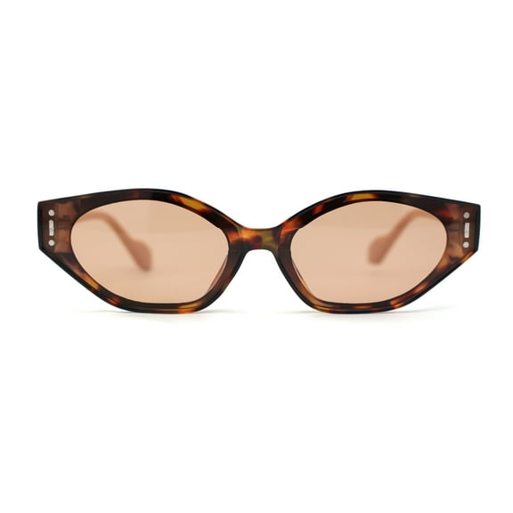 Mod Inset Lens Elegant Cat Eye Plastic Fashion Sunglasses Tortoise Beige Brown