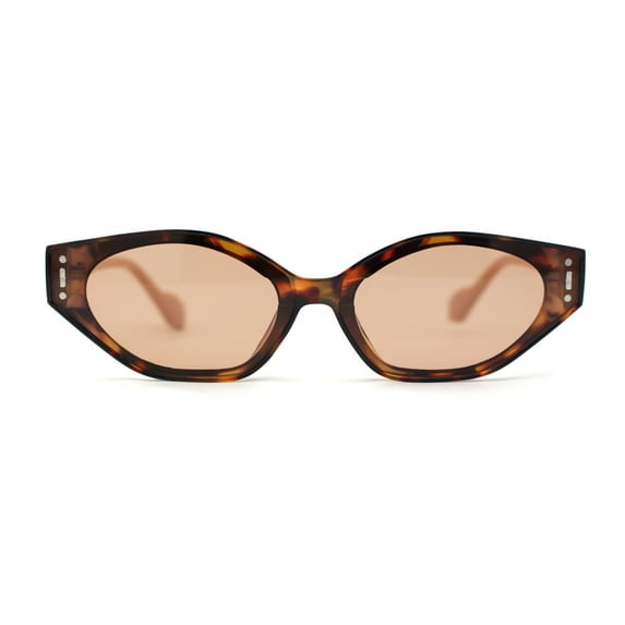 Mod Inset Lens Elegant Cat Eye Plastic Fashion Sunglasses Tortoise Beige Brown