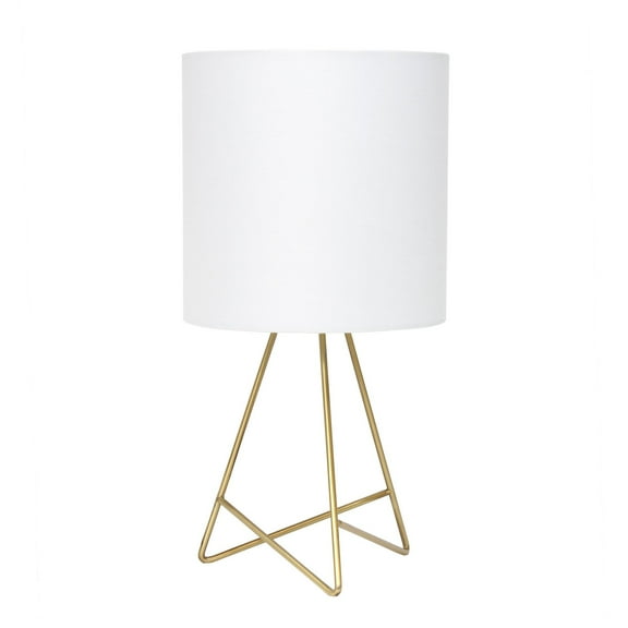 Mod Lighting and Decor Wired Base Table Lamp with Drum Shade - 13.5" - Gold and White