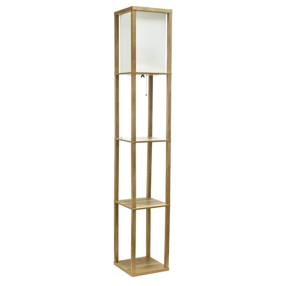 Mod Lighting and Decor 3 Tier Storage Shelf Floor Lamp with Linen Shade - 62.5" - Brown
