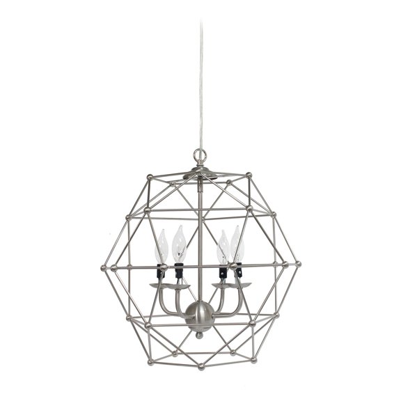 Mod Lighting and Decor 4 Light Hexagon Ceiling Pendant - 18" - Silver