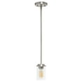 thumbnail image 1 of Mod Lighting and Decor 53" Silver Adjustable Hanging Glass Pendant Fixture with Clear Cylinder Shade, 1 of 4