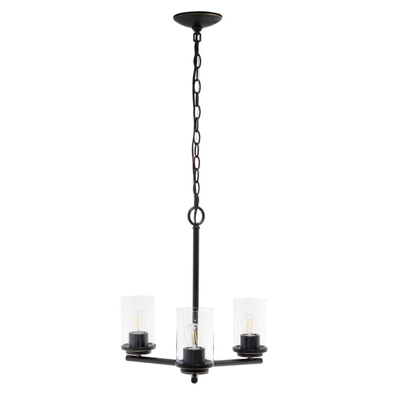Mod Lighting and Decor 3-Light Hanging Pendant Chandelier with Cylindrical Shades - 64" - Bronze