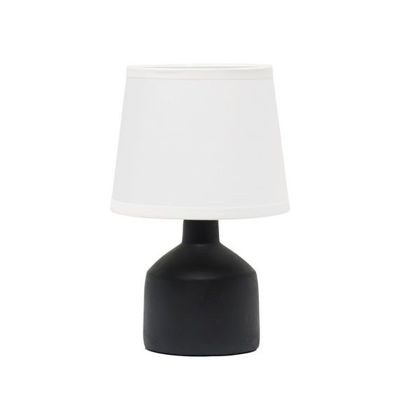 Mod Lighting and Decor 9.5" Black Ceramic Bocksbeutel Base Table Lamp with White Shade