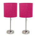 thumbnail image 1 of Mod Lighting and Decor Brushed Steel Table Lamps - 19.5" - Silver and Hot Pink - Set of 2, 1 of 9