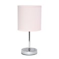thumbnail image 1 of Mod Lighting and Decor Chrome-Finish Mini Table Lamp with Drum Shade - 11" - Silver and Blush Pink, 1 of 9