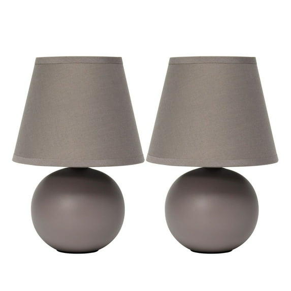 Mod Lighting and Decor Globe Mini Table Lamps with Tapered Shade - 8.5" - Gray - Set of 2