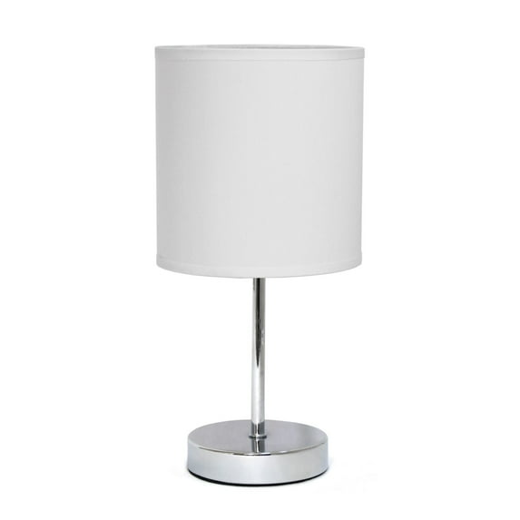 Mod Lighting and Decor Mini Table Lamp with Drum Shade - 11" - Silver and White