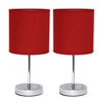 thumbnail image 1 of Mod Lighting and Decor Mini Table Lamps with Drum Shade - 11" - Silver and Red - Set of 2, 1 of 4