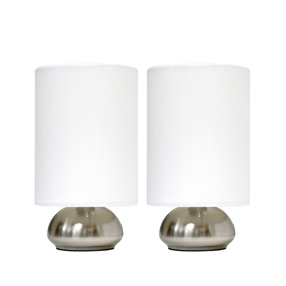 Mod Lighting and Decor Mini Touch Table Lamp with Drum Shade - 8.75" - Silver and White - Set of 2