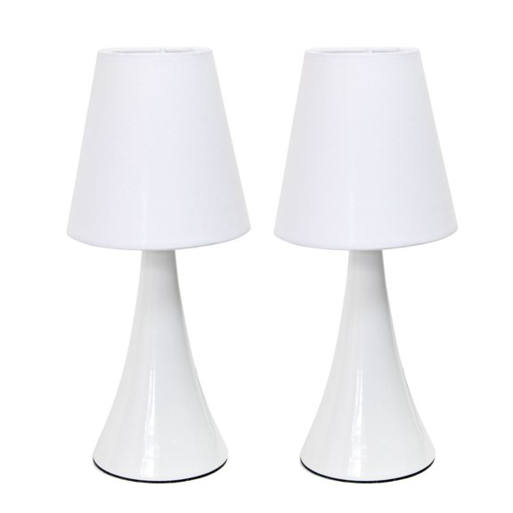 Mod Lighting and Decor Mini Touch Table Lamp with Tapered Shade - 11.5" - White - Set of 2