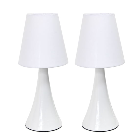 Mod Lighting and Decor Mini Touch Table Lamp with Tapered Shade - 11.5" - White - Set of 2