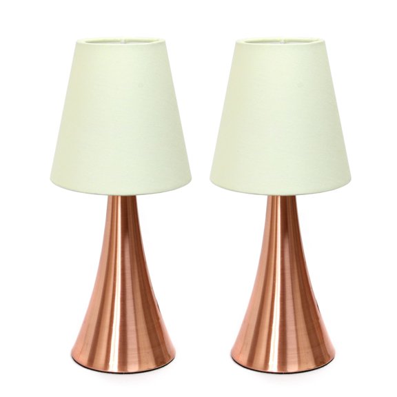 Mod Lighting and Decor Mini Table Lamp with Tapered Shade - 11.5" - Rose Gold and White - Set of 2