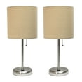 thumbnail image 1 of Mod Lighting and Decor Stick Table Lamps with Round Shades - 19.5" - Beige and Silver - Set of 2, 1 of 9