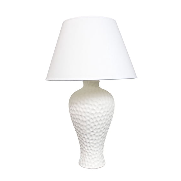 Mod Lighting and Decor Textured Stucco Curve Ceramic Table Lamp with Shade - 20" - White